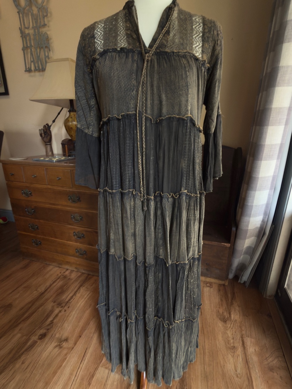 NEW Young Threads Boho Tiered Jhabla Maxi Dress